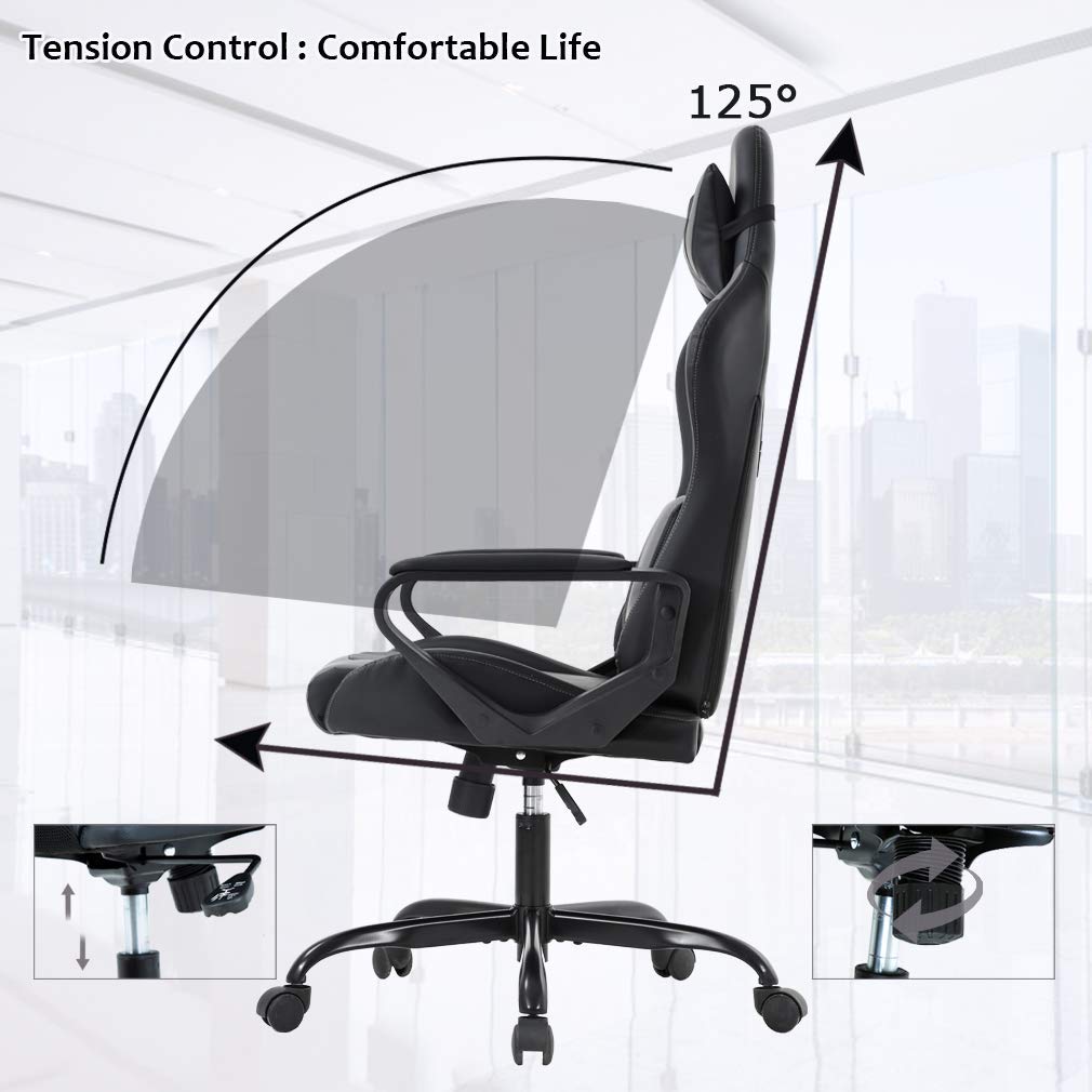 BestOffice PC Gaming Chair Massage Office Chair Adjustable Desk Chair High Back PU Leather Executive Rolling Racing Computer Chair with Lumbar Support Headrest Armrest Swivel Task Chair(Blue)