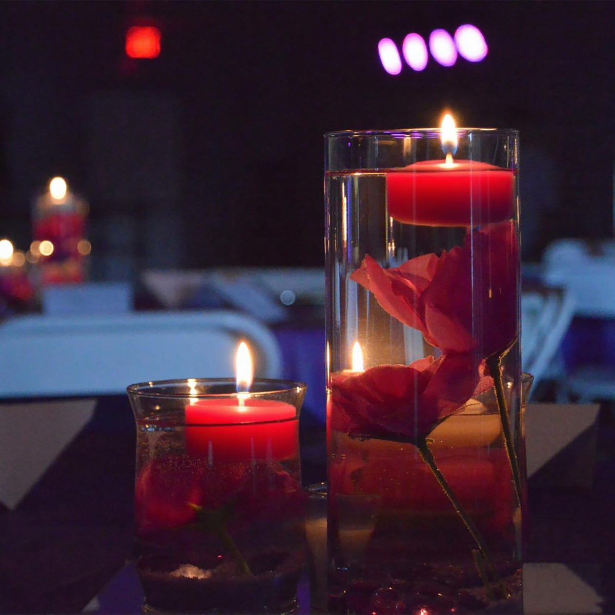 Red Floating Candles 3 inch 12 Pack - Floating Candles for centerpieces - Wedding Decor - Burning Time 8-10 Hours