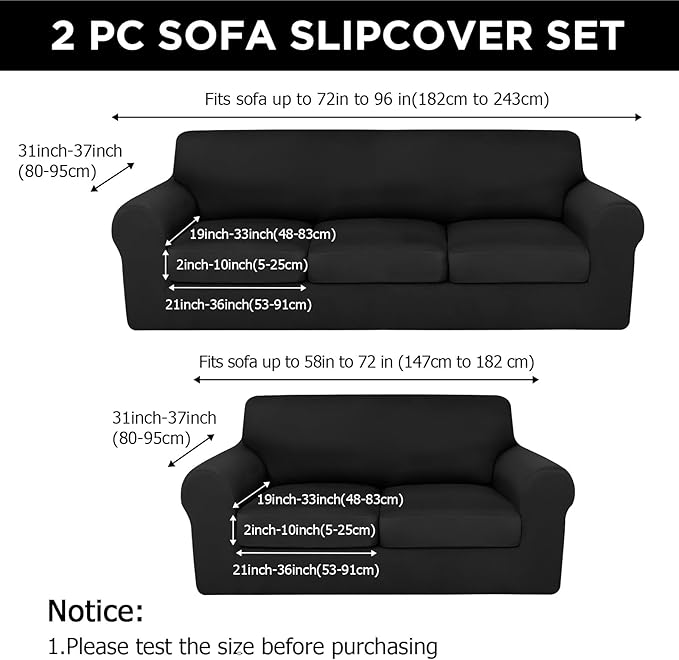 HunnmingRe Sofa Covers for 3 Cushion Couch Stretch Sofa and Loveseat Covers Set