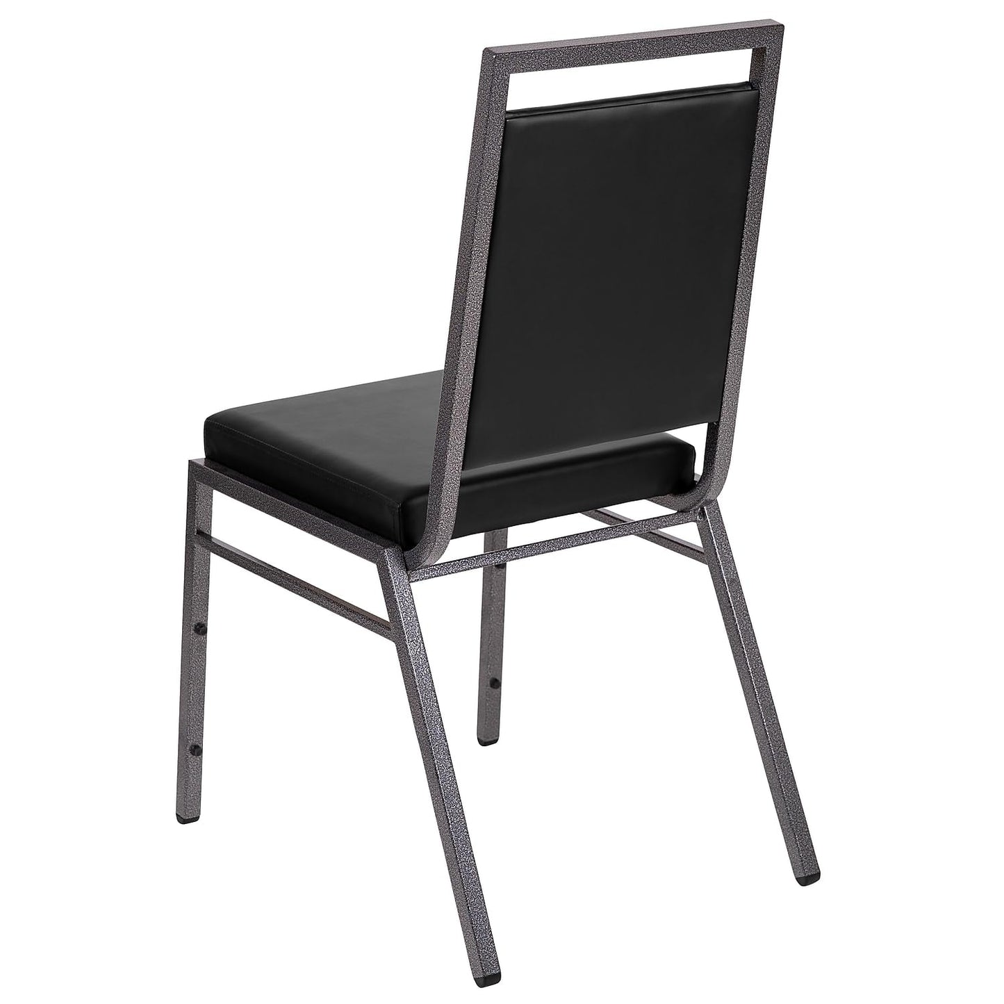 Flash Furniture HERCULES Series Square Back Stacking Banquet Chair in Black Vinyl with Silvervein Frame