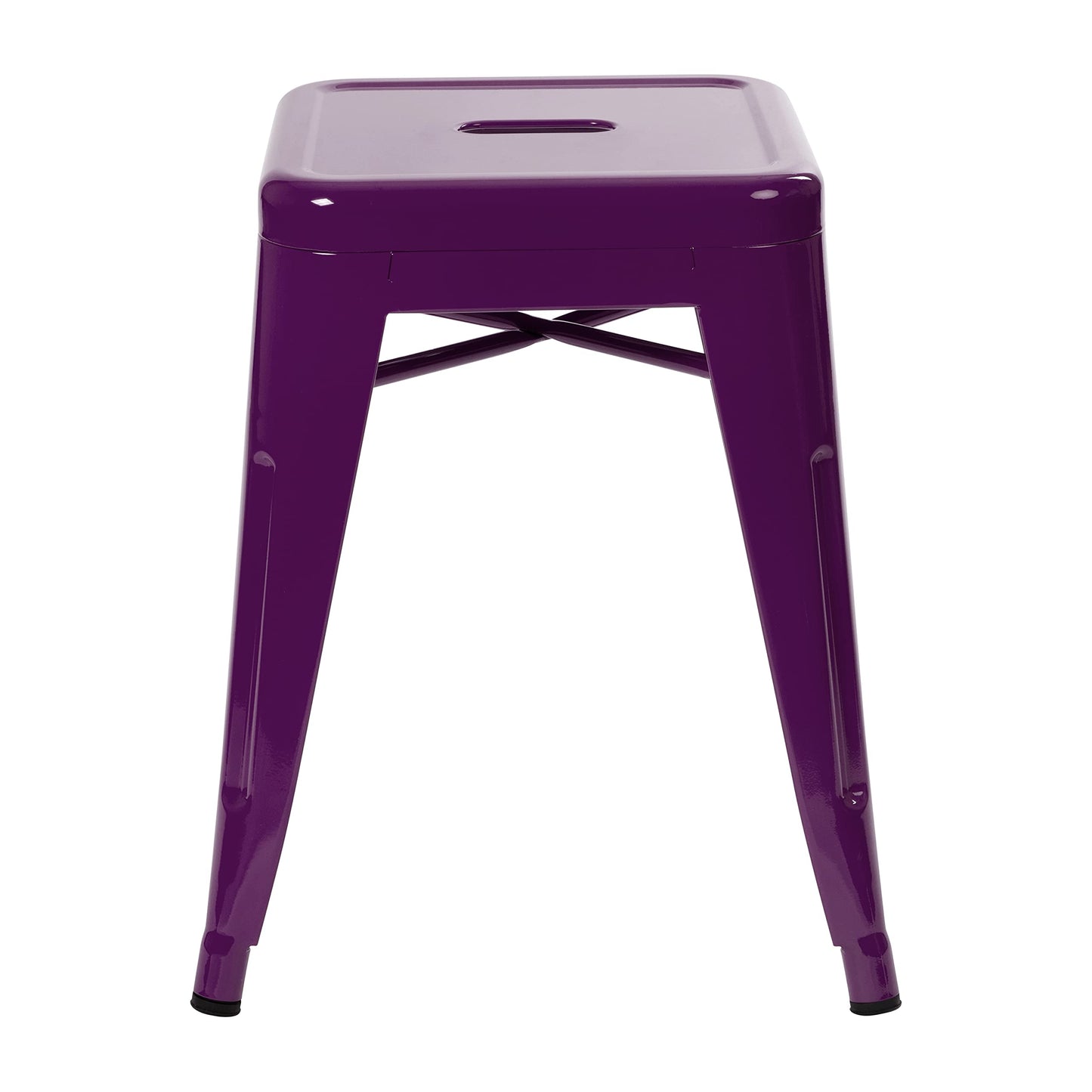 Flash Furniture Metal Dining Table Height Stool - Backless Purple Kai Commercial Grade Stool - 18 Inch Stackable Dining Chair - Set of 4