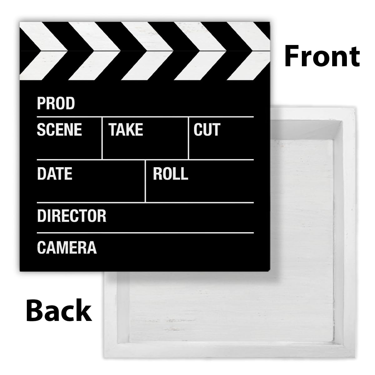 Movie Room Decor Sign, Gift for Filmmaker Director Crew Movies Lovers, Movie Night Film Slate Wooden Sign for Home Theater TV Room Table Shelf Decorations 5×5 Inches
