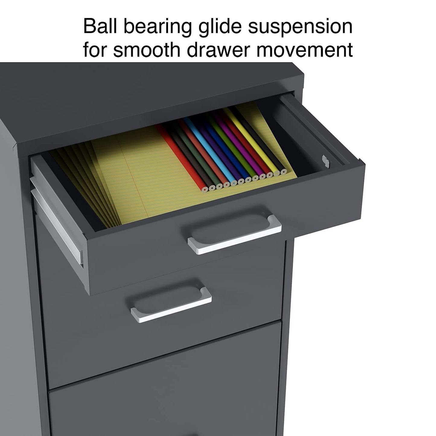 Staples 3-Drawer Vertical File Cabinet, Letter Size Documents, Lockable & Mobile, 18.9" D x 14.3" W x 26.8" H, Charcoal