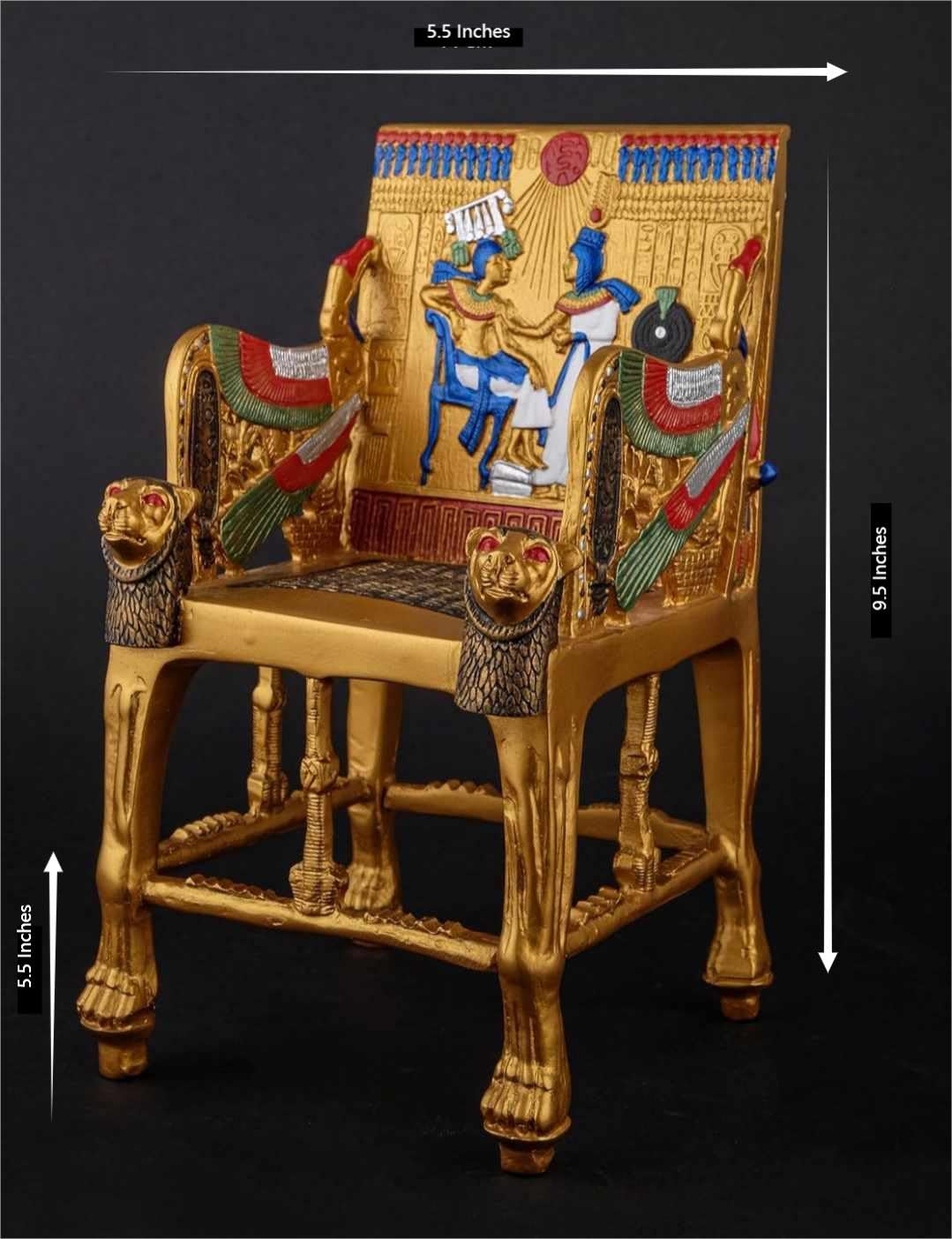 Gorgeous King Tutankhamun Throne - Handmade from Egyptian Stone with The Gold Painting - Replica - Small Size- Made in Egypt