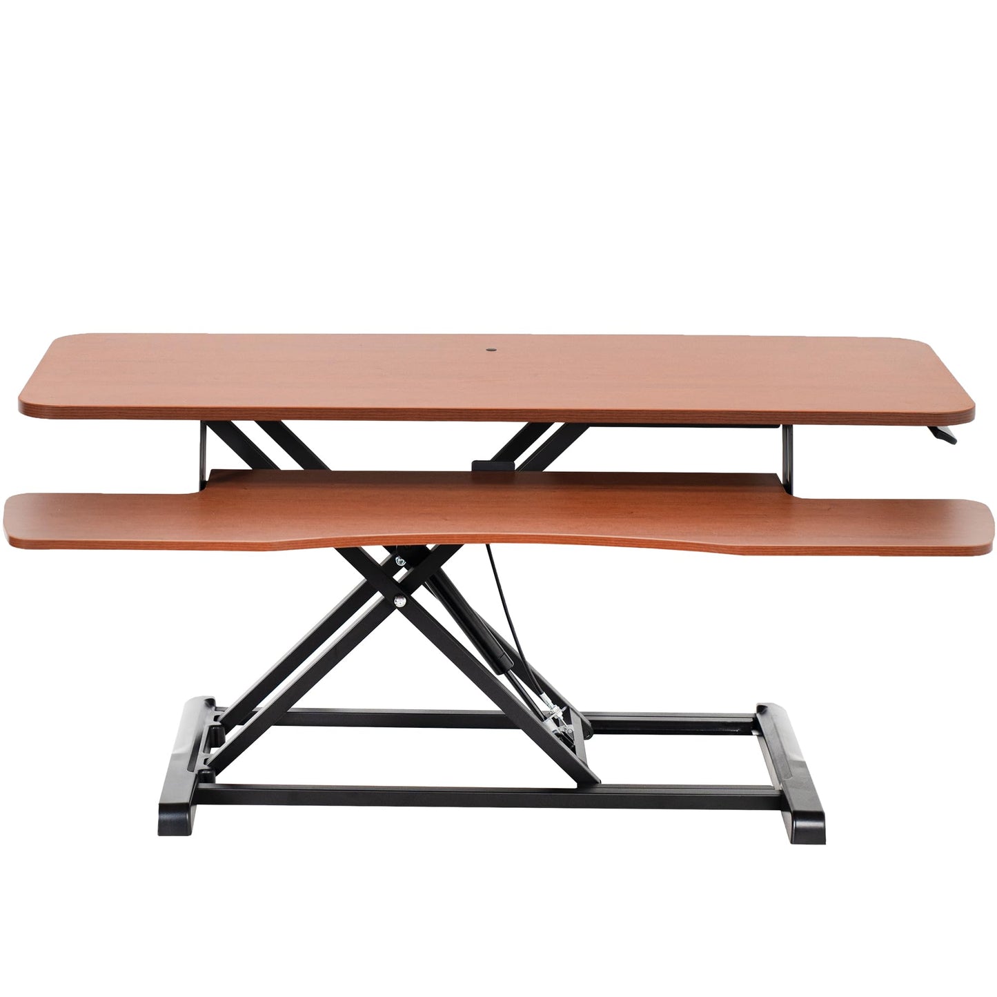 VIVO 42 inch Desk Converter, K Series, Height Adjustable Sit to Stand Riser, Dual Monitor and Laptop Workstation with Wide Keyboard Tray, Dark Walnut Top, Black Frame, DESK-V042KA