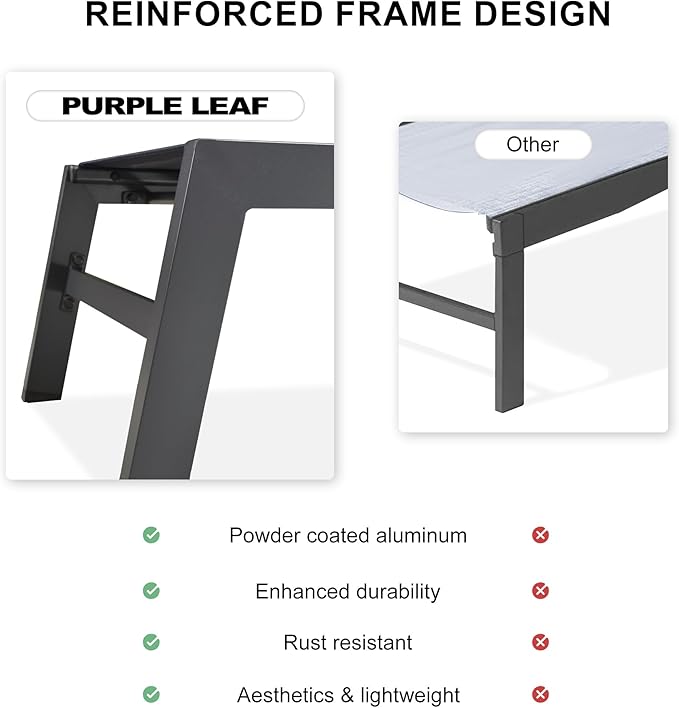 PURPLE LEAF Extra Large Outdoor Chaise Lounge 2 Pieces Aluminum Patio Lounge