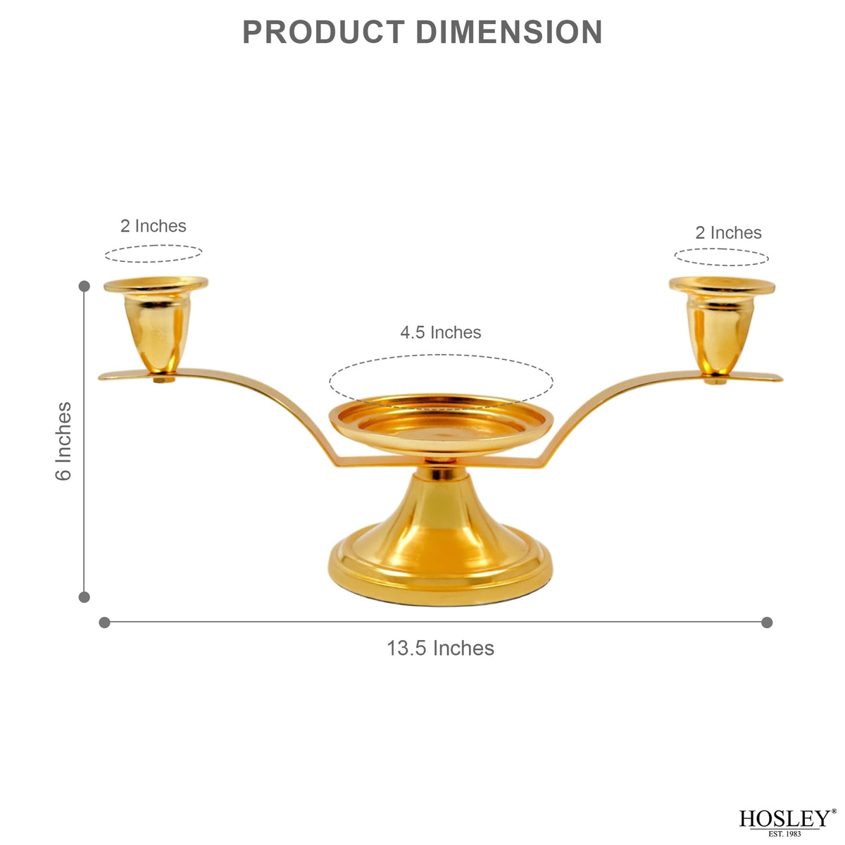 Hosley Gold Metal Unity Candle Holders Set for Wedding Ceremony, Includes 1 Pillar and 2 Taper Candles and one Metal Holder