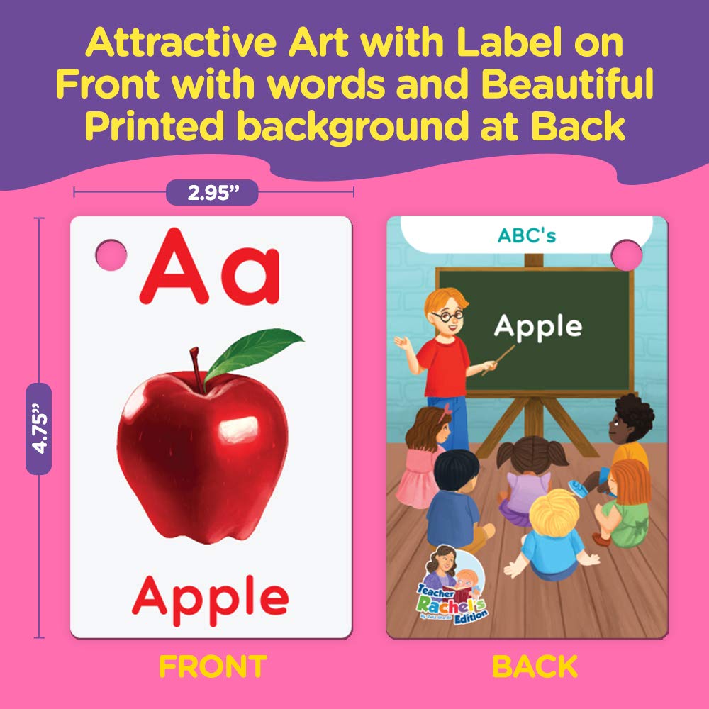 Teacher Rachel's Educational Flash Cards for Toddlers - Set Of 5 184 Cards Pre K-K Mega Flashcards Set with First Words, Alphabet, Colors, Shapes, Numbers, Manners, Greetings, Feelings, and Weather