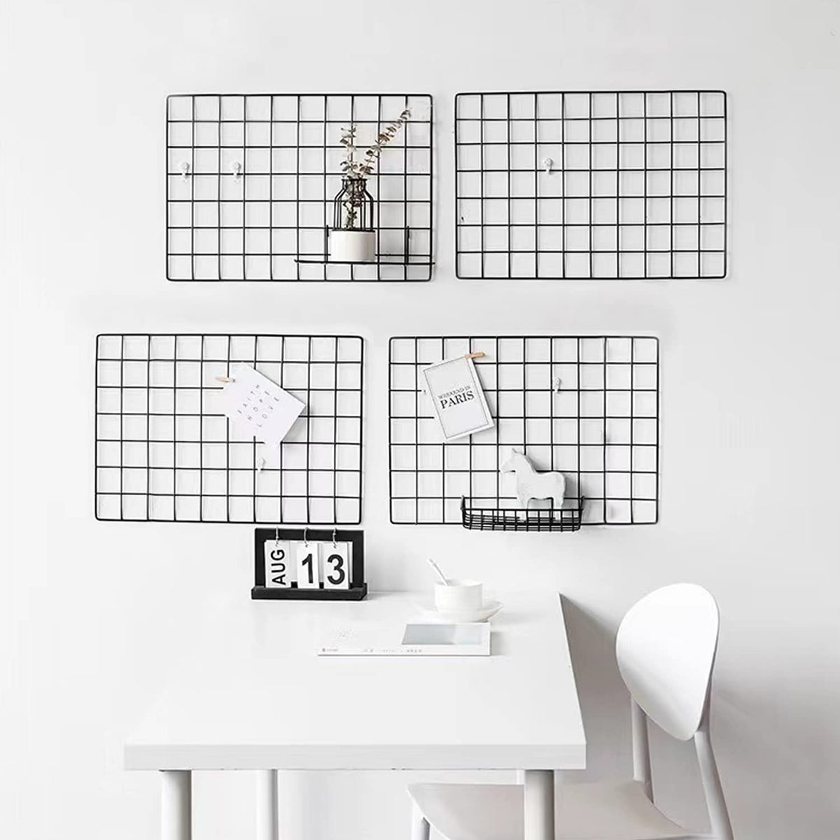 ZUOKEMY 4 Pieces Mounted Photo Grid Wall Grid Decorative Panels(white11.8 x15.7) for Living Room, Bedroom, Office, Study, Etc. Photo Memo Display Grid Panels
