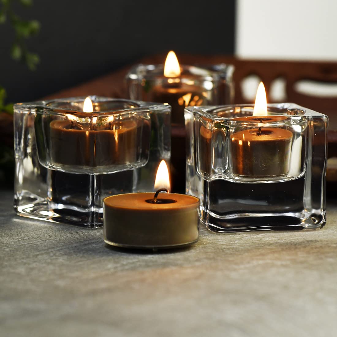 DEYBBY Scented Tealight Candles, Long Lasting Soywax Tea Candle Used for All of Holders|Clear Cup|12 Counts|Up to 4 Hour Burn Time|Coffee