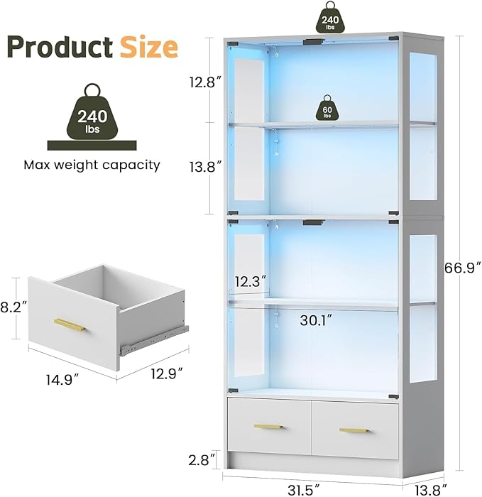 Lamtor Display Cabinet with Glass Doors