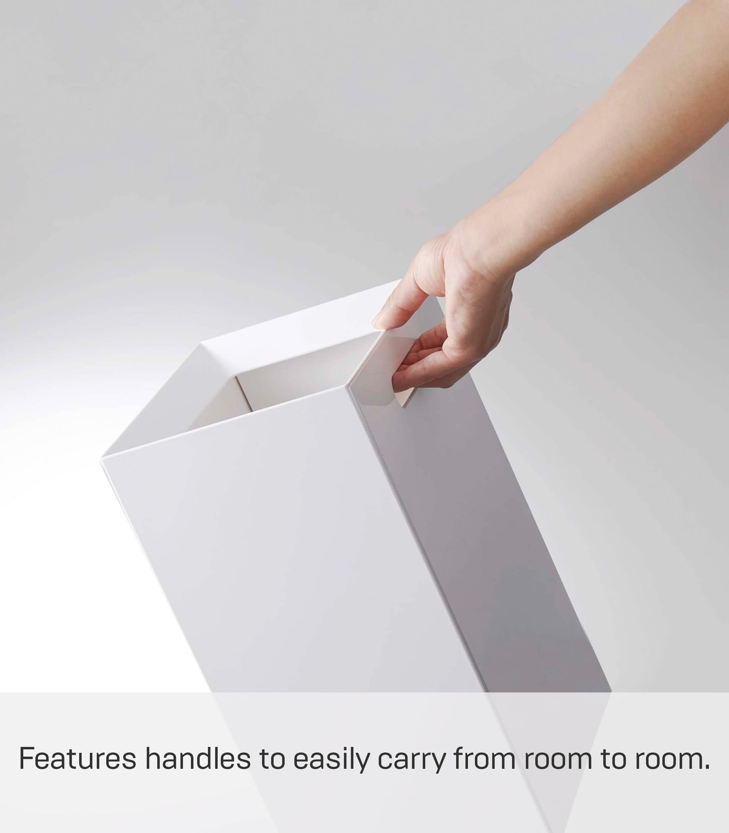 YAMAZAKI Home Tower Trash Can - Modern Garbage Waste Basket with Handle for Kitchen Bedroom Bathroom Office - Short - Abs Plastic - 2.4 Gallons, 9 Liters