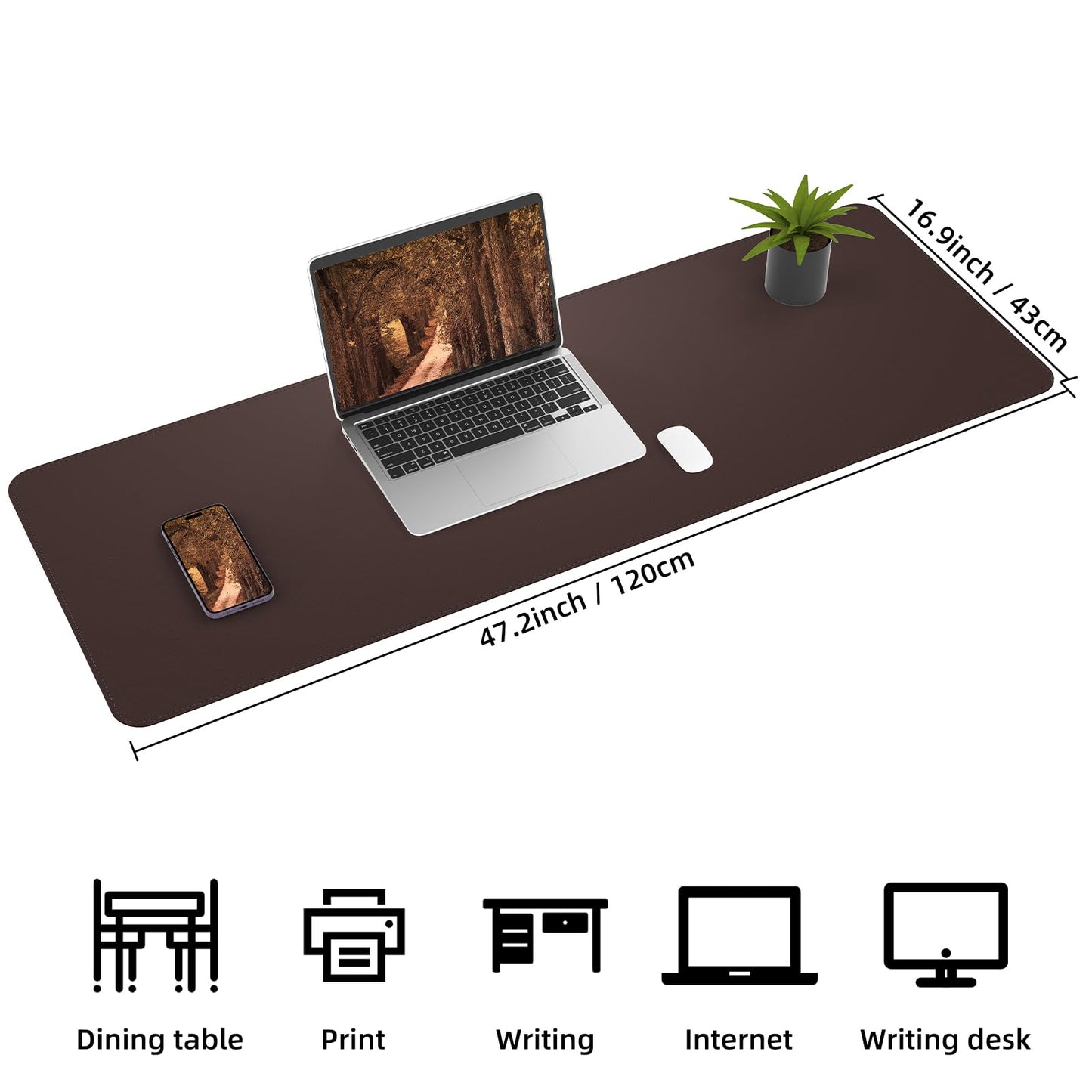 AFIING Leather Desk Pad Protector, Large Desk Mat with Natural Cork & PU Leather, Mouse Pad, Non-Slip, Waterproof Desk Writing Pad for Office and Home (Coffee)