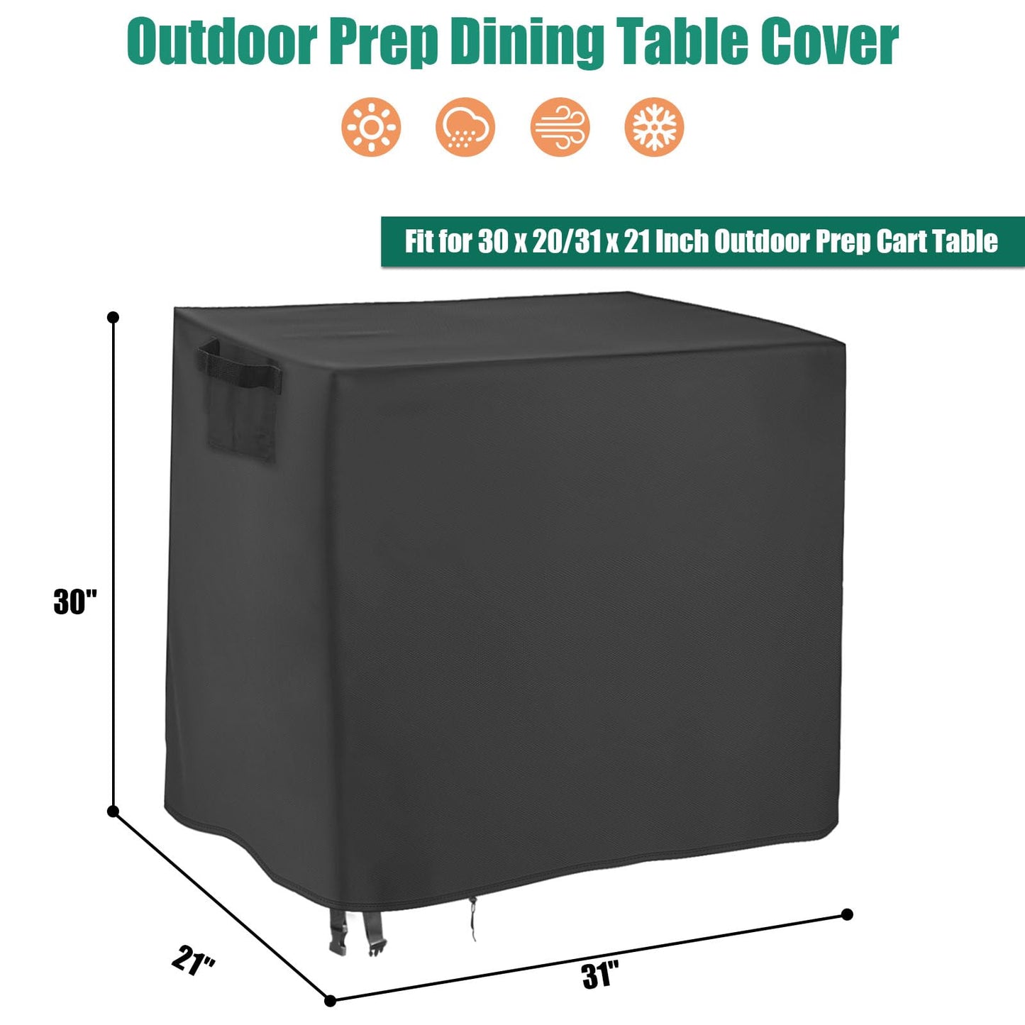 Jungda Outdoor Prep Table Cover, 31 inch Waterproof Patio Serve Prep Storage Cart Cover, Outdoor Rectangle Furniture Cover - 31 X 21 X 30 Inch