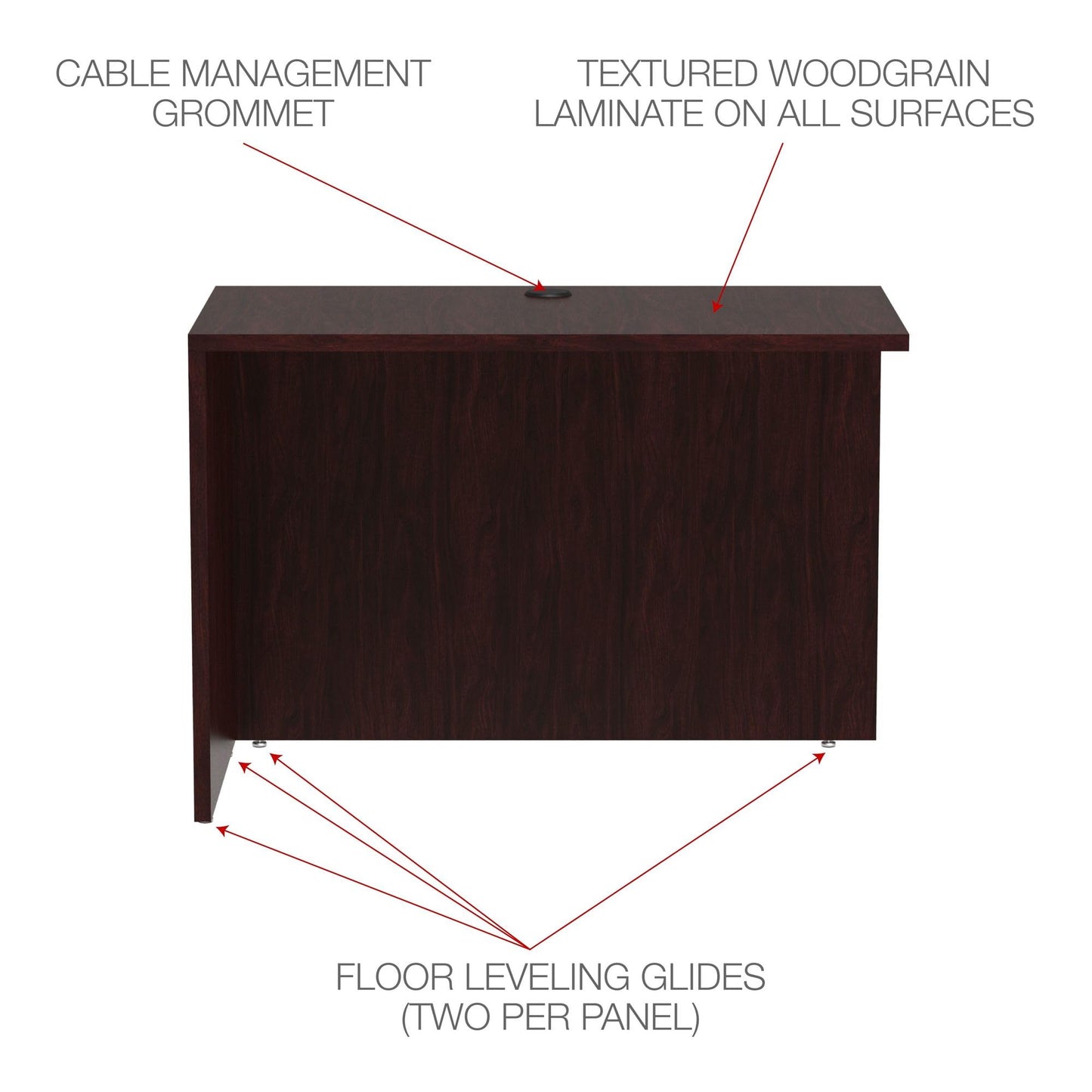Alera Valencia Series Reversible Return/Bridge Shell, 42 x 23-5/8-Inch, Mahogany