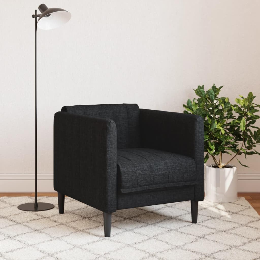 KHNLGFR Black Fabric Sofa Chair with Thick Padded Seat, Armrests and Backrest, Sturdy Legs, Simple Modern Design for Living Room