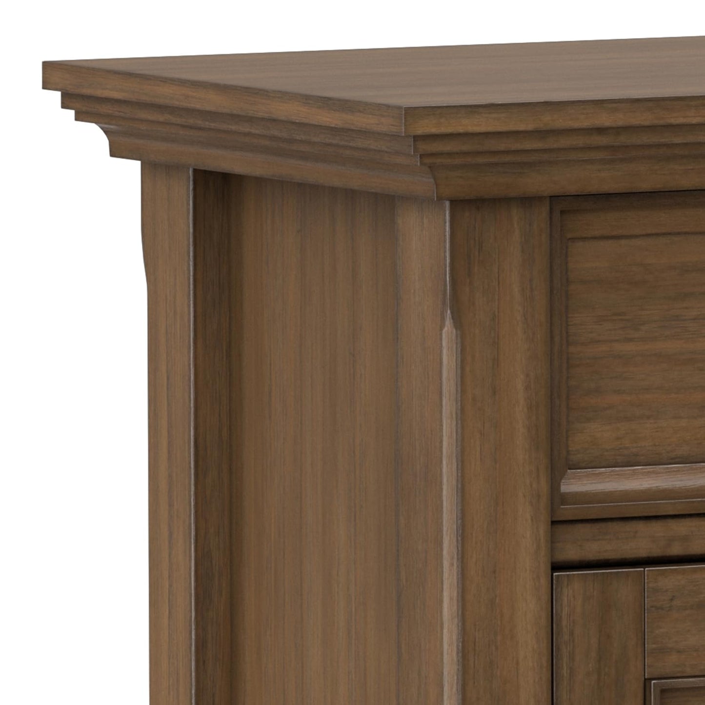SIMPLIHOME Amherst Storage Cabinet - 36 inch Wide Solid Wood 2-Shelf Entryway Console in Rustic Natural Aged Brown, Transitional Cupboard for Living Room or Hallway with Drawers and Adjustable Shelves