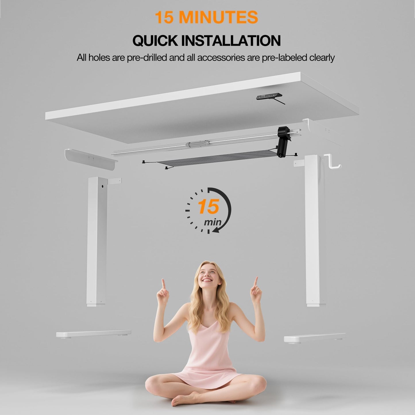 Acrolix Electric Standing Desk, Height Adjustable Home Office Desk with Memory Presets & Cable Management,White Sit Stand Desk for Work from Home, Ergonomic Computer Desk (48" x 24")