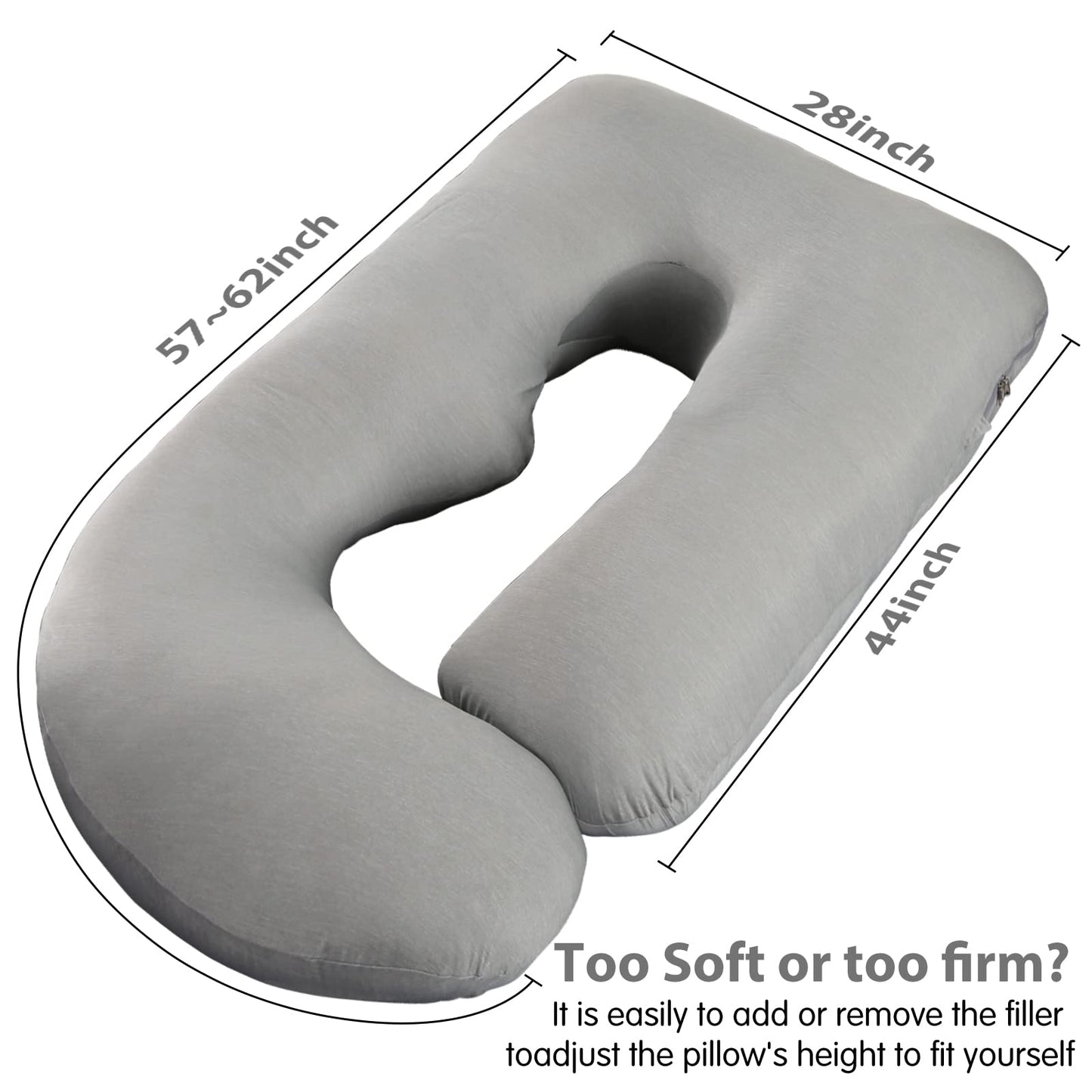 Elover Cooling Pregnancy Pillows for Sleeping,U Shaped Full Body Pillow with Removable Cover,Pregnant Women Must Haves,Maternity Essential,Light Grey