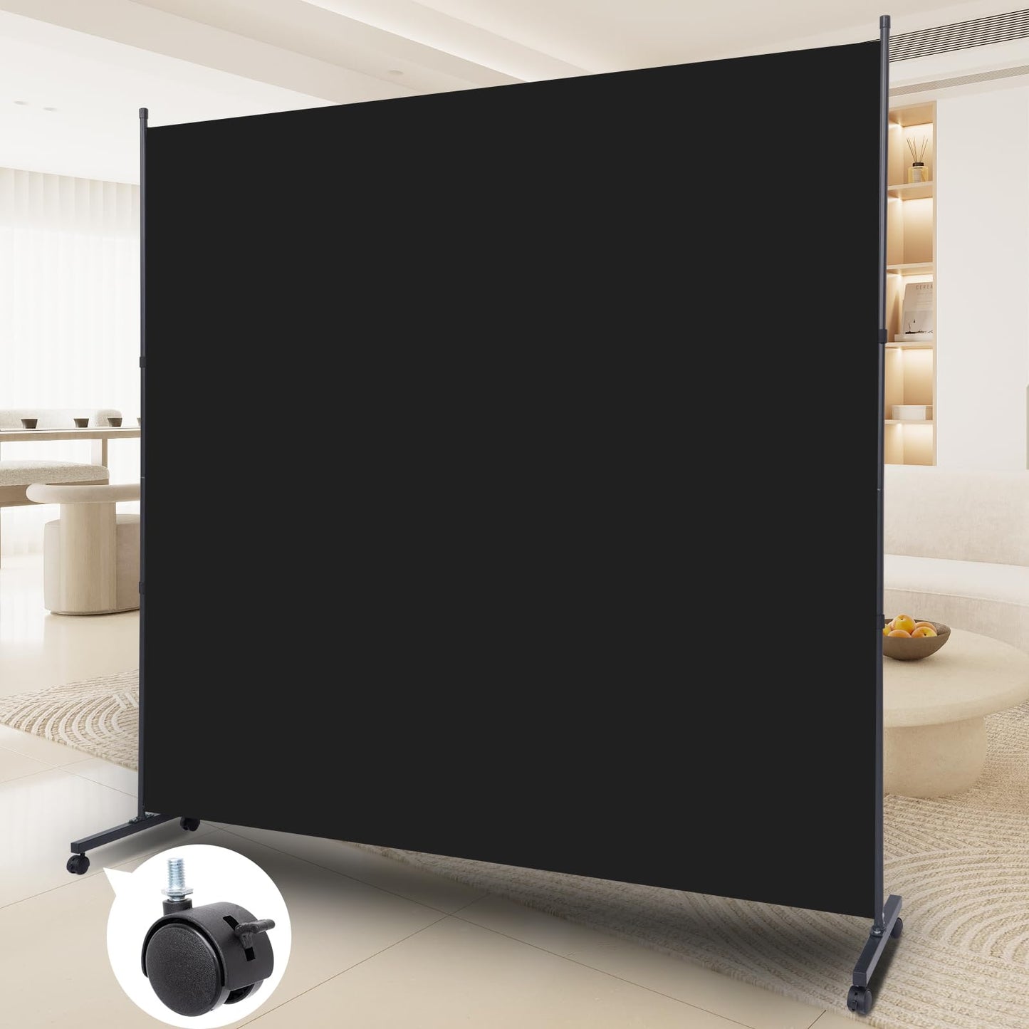 Room Divider Single Panel Partition Room Dividers/Wheels, 71'' Wide Portable Room Divider Screen, Upgrade Fabric Wall Divider for Room Partition Privacy for Space Separation Separator Home Office