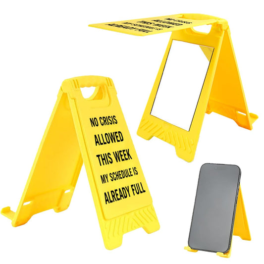 Funny Office Desk Accessories, Office Cubicle Decor, Desk Decor, Phone Holder Mirror Acrylic Table Signs Team Gag Gifts for Coworker Employee Boss Lady Leader Director HR (No Crisis Allowed This Week)