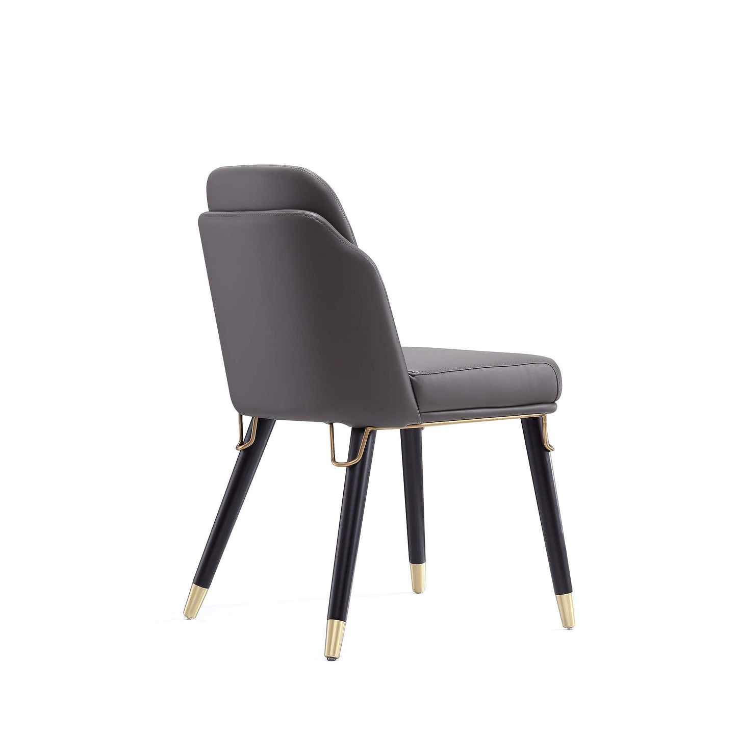 Manhattan Comfort Estelle Faux Leather Dining Chair, Mid Century Modern Design with Gold Metal Accents, Solid Wood Frame, Padded Cushions, Upholstered Side Rail, Fully Assembled, Set of 1, Pebble