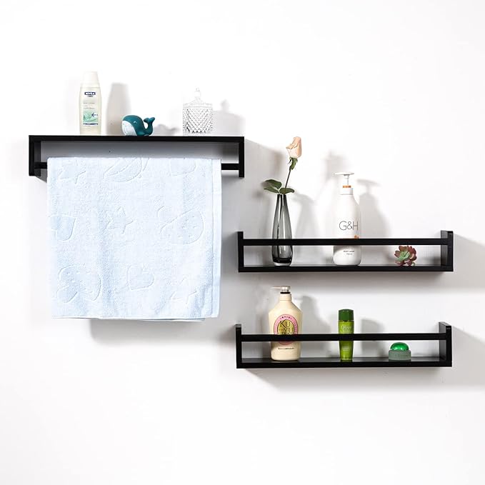 AZSKY Classic Nursery Book Shelves Black Wooden Floating Shelves Wall Bookshelf