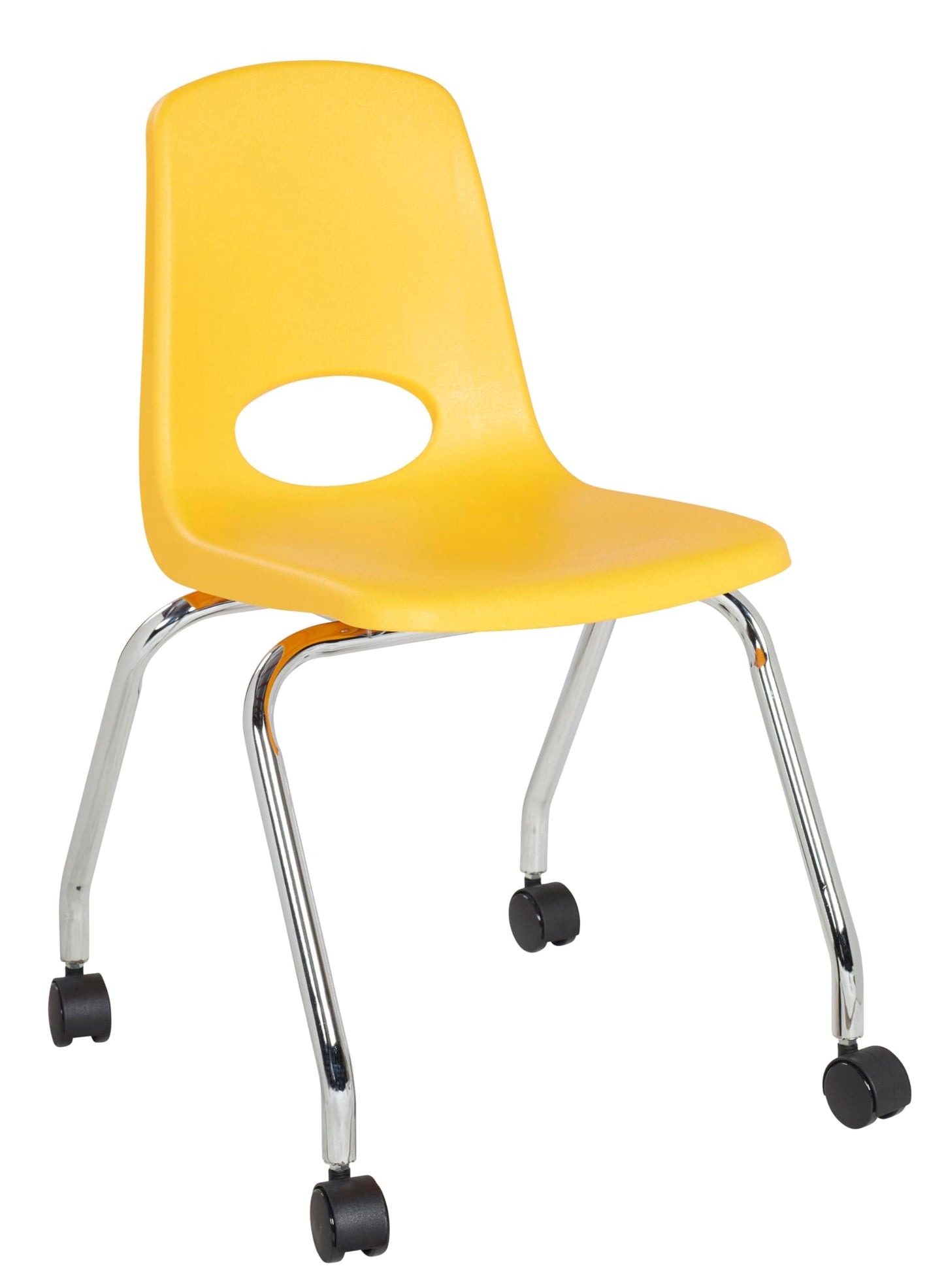 FDP 18" Mobile School Chair with Wheels for Kids, Teens and Adults Ergonomic Seat for in-Home Learning, Classroom or Office - Yellow (2-Pack)