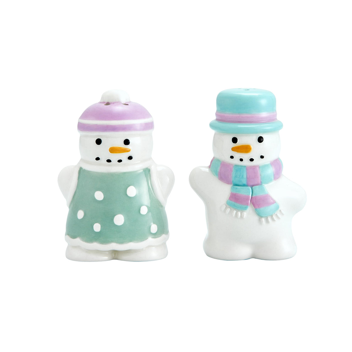 Bico Snowman Ceramic Hand Painted Salt & Pepper Shaker Set, Cute Christmas Decor, Dishwasher Safe