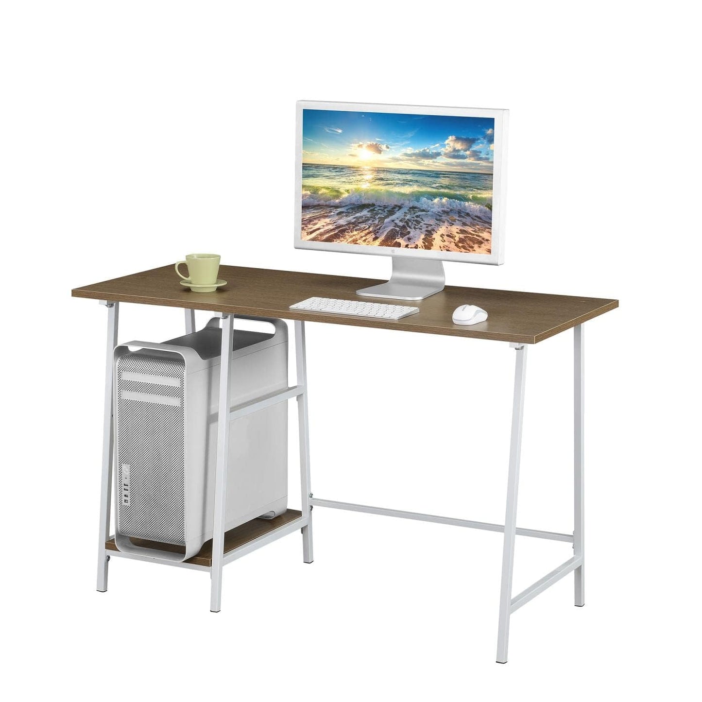 Convenience Concepts Designs2Go Trestle Wood Metal Desk, Driftwood/White