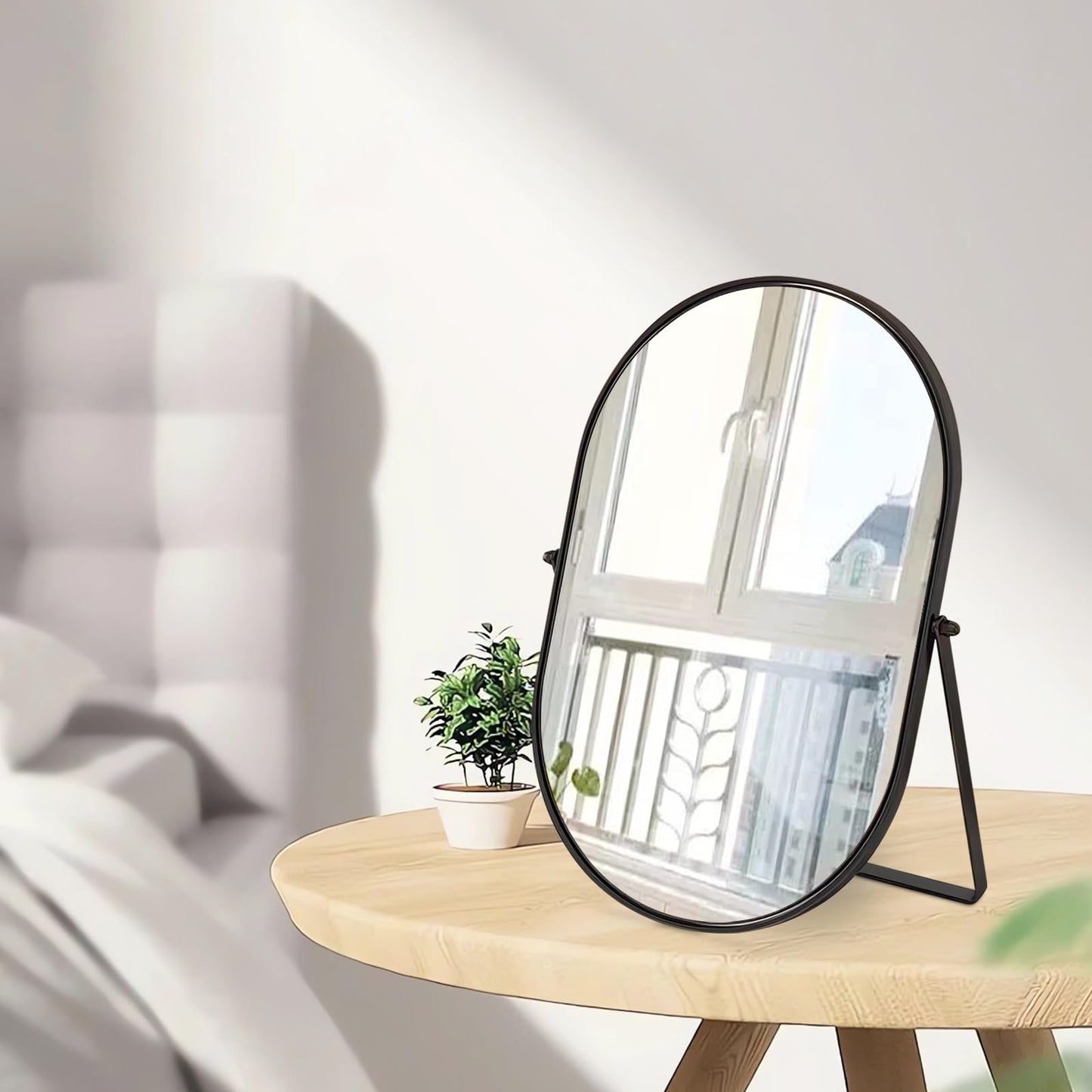 Numjeg Makeup Mirror Portable Vanity Tabletop Mirrors with Metal Frame Desk Table Mirror with 90°Adjust Rotate Good for Bedroom Bathroom Dressing Room