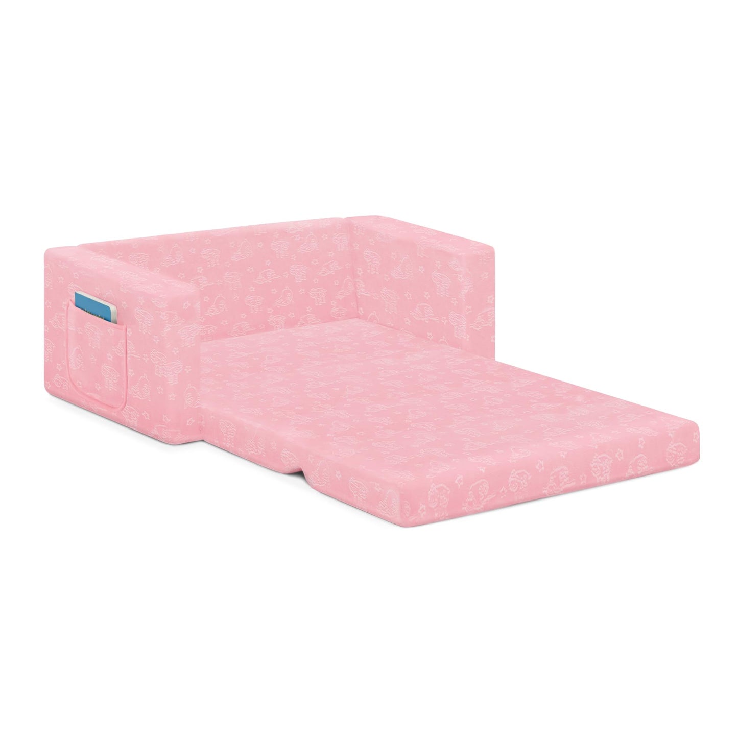 Delta Children - Serta Perfect Sleeper Kids 2-Seater Sofa, Convertible 2-in-1 Flip Open Toddler Couch Sleeper, Foam Chair for Playroom & Bedroom, Bed Lounger, Comfy Play Sleeping Lounge Chair, Pink