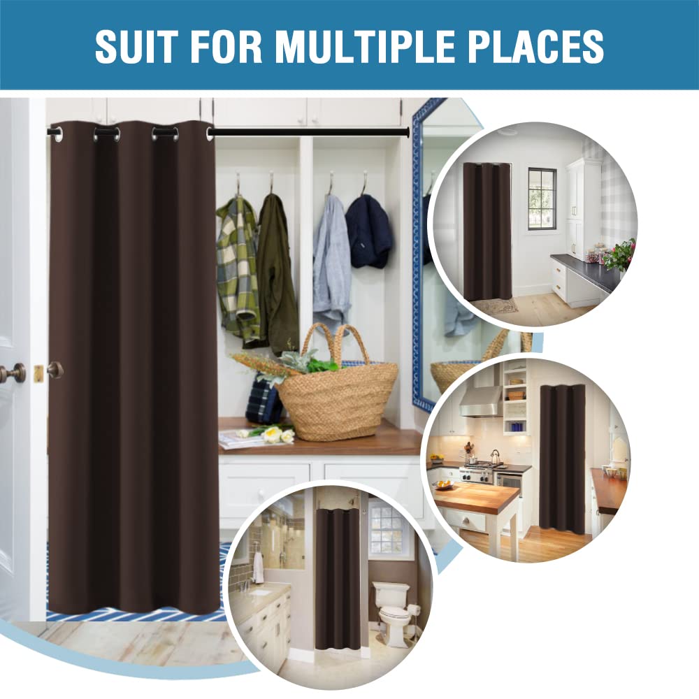 H.VERSAILTEX Doorway Curtain Blackout Closet Door Curtain Room Divider Window Treatment Curtain for Bedroom Thermal Insulated Privacy Drape Soundproof Grommet, 42 x 80 inches, 1 Panel, Chocolate Brown
