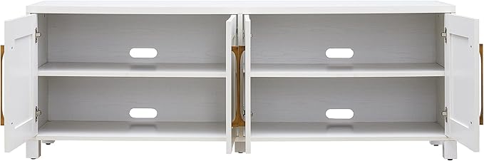 Henn&Hart Rectangular TV Stand for TV's up to 80" in White, TV Stands for the