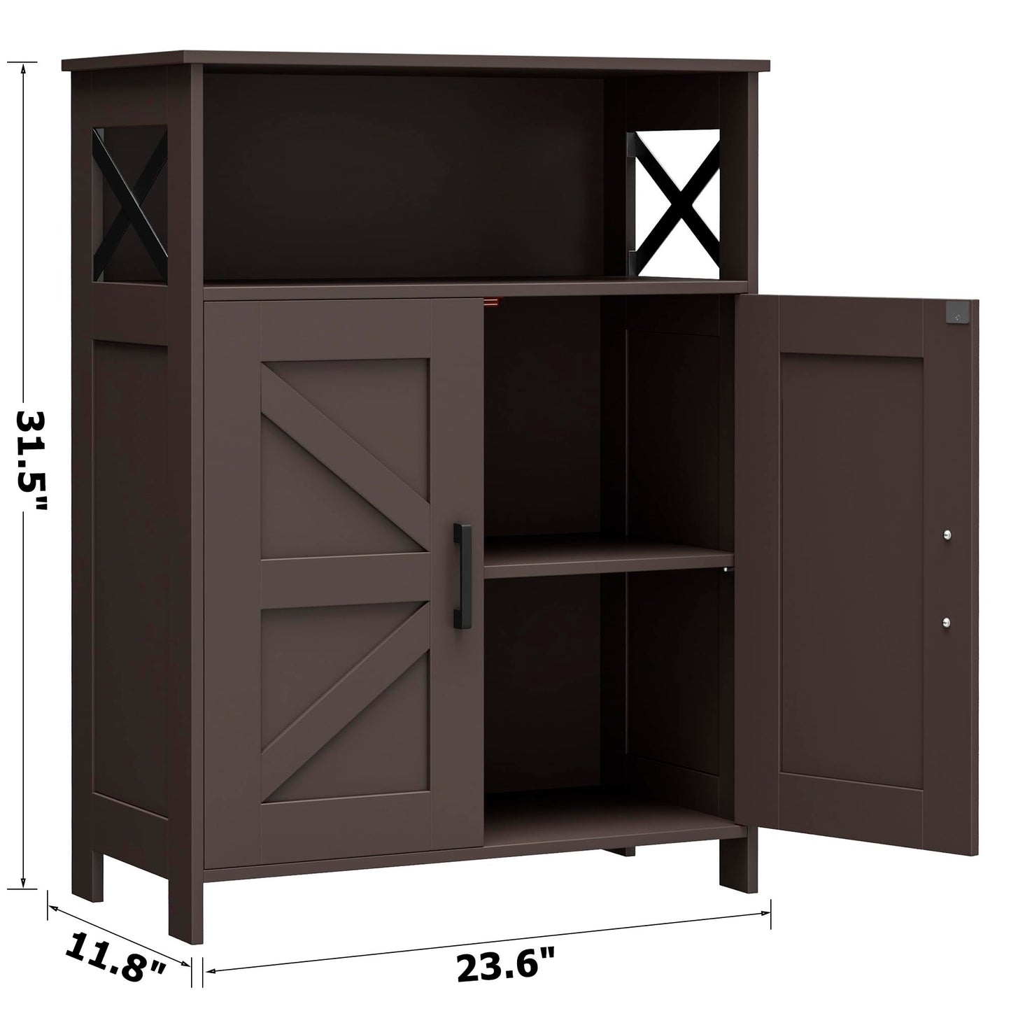 Homhedy Farmhouse Bathroom Storage Cabinet with 2 Doors, Toilet Paper Cabinet with Adjustable Shelf, Small Bathroom Cabinet for Kitchen/Laundry/Living Room, 11.8 x 23.6 x 31.5 Inches, Brown