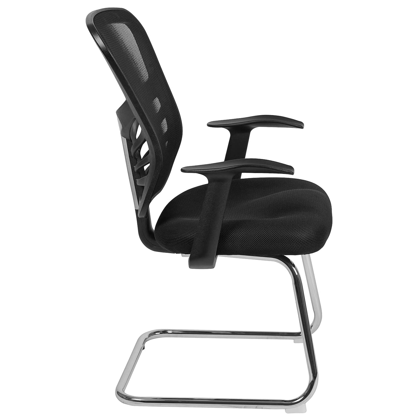 Flash Furniture Steve Black Mesh Side Reception Chair with Chrome Sled Base