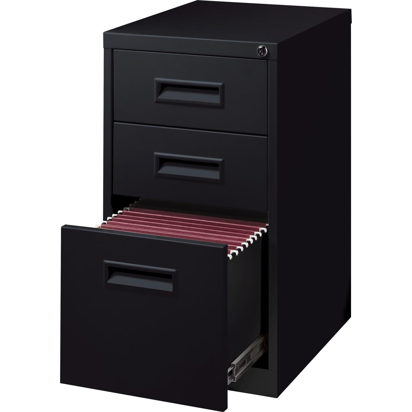 Lorell 1-Divider Mobile Pedestal, Box/Box/File, 15 by 19 by 27-3/4-Inch, Black