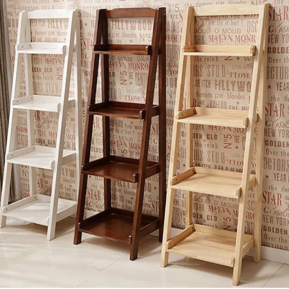 Wddwymll 4 Tier Ladder Shelf,Industrial Design Living Room Bookcases,Sturdy Easy Assembly,for Balcony,Bedroom,Office Storage Shelves
