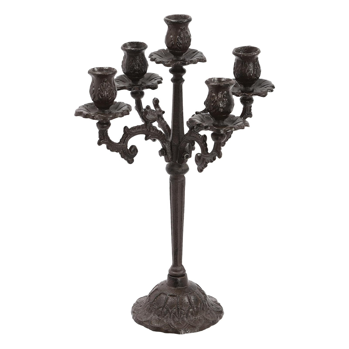 5-Candle Metal Candelabra 17inch Tall Decorative Pillar Candle Stand Elegant Candle Holder for Home Decor, Event, Wedding, Party