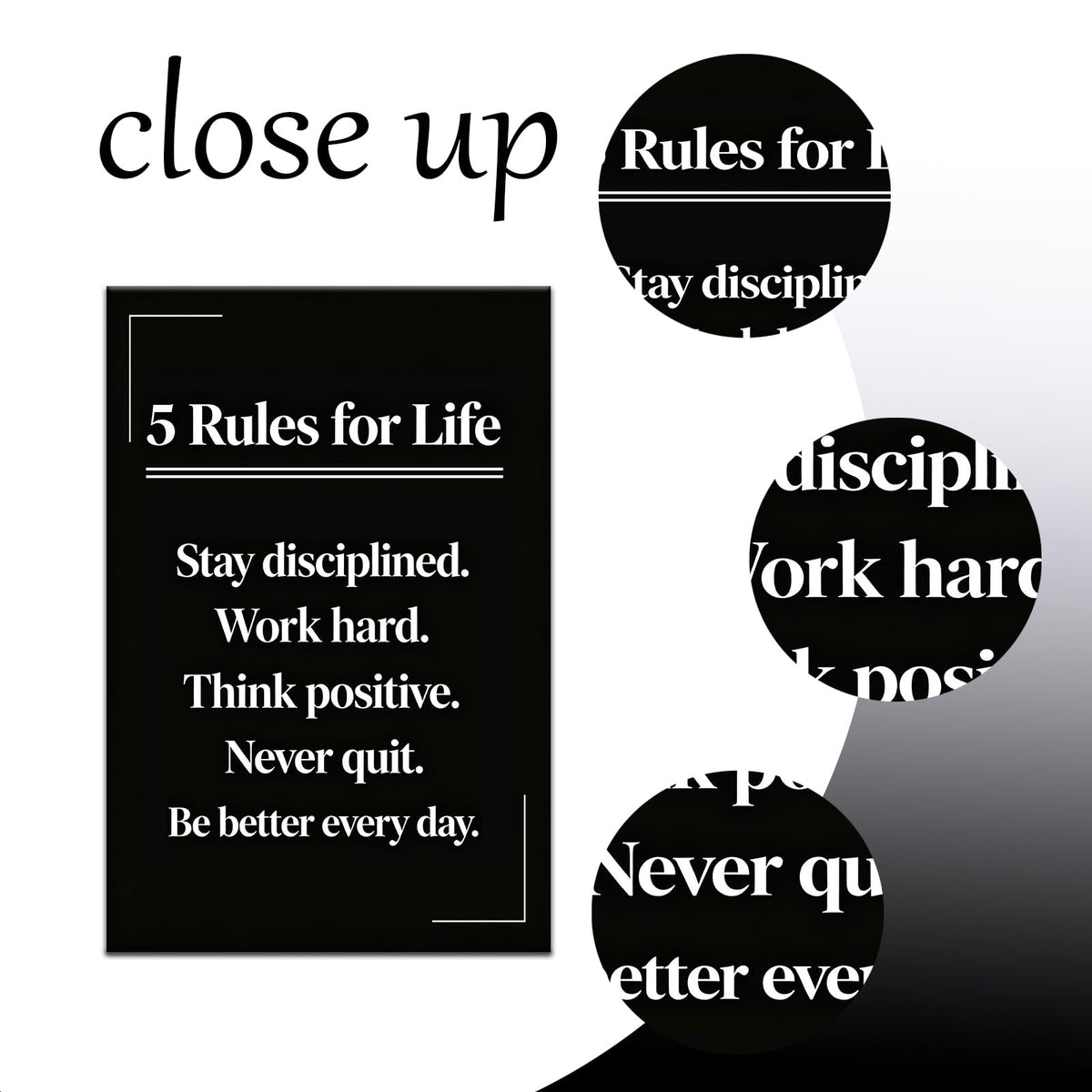 PSYYSP Motivational Wall Decor Office 5 Rules For Life Inspirational Poster For Office Men Women Success Quotes Canvas Wall Art Framed Modern Daily Discipline Sign Office Decorations 12x18 Inch