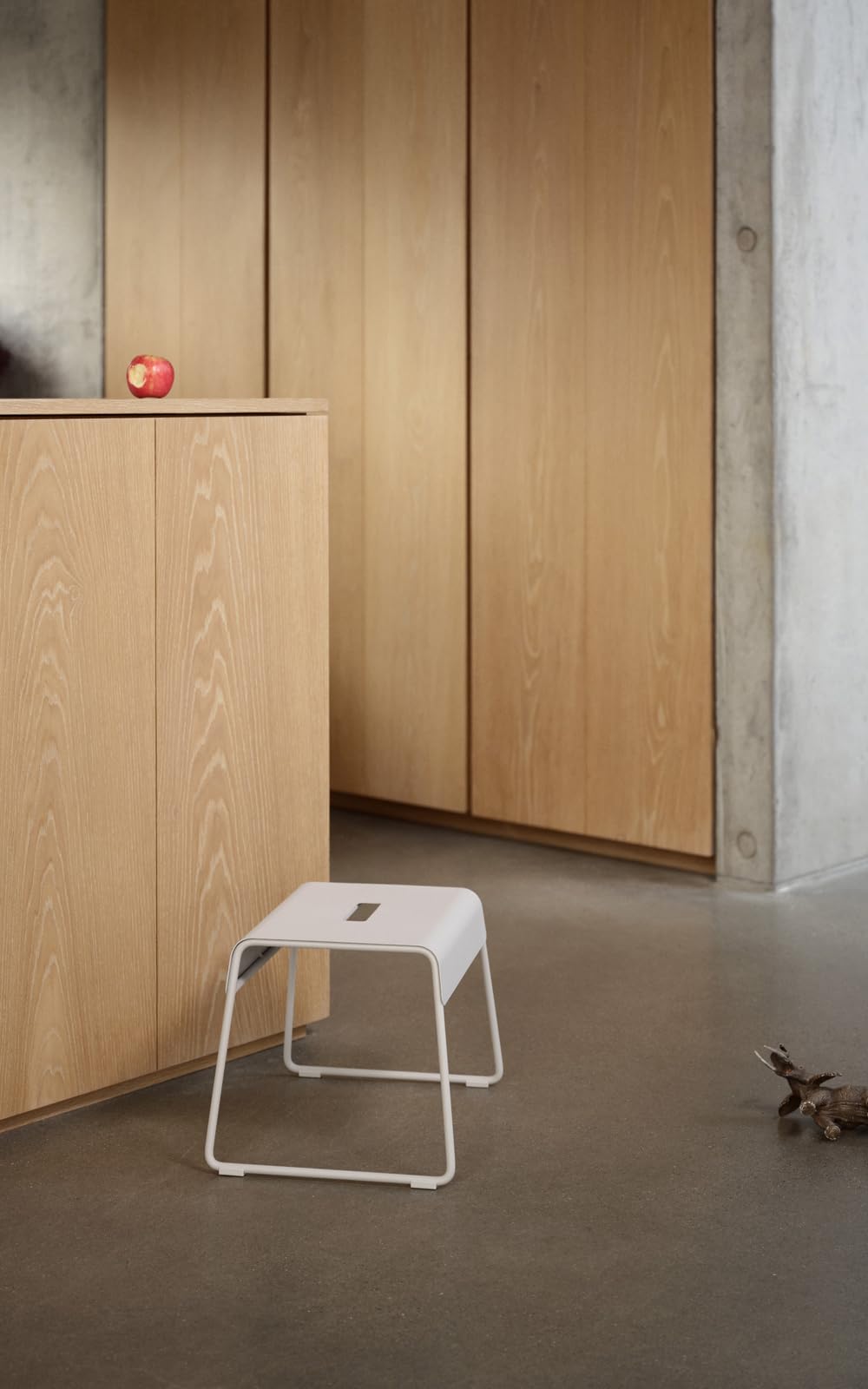 Zone Denmark Stackable Steel Stool-Non-Slip Foot Pads| Space-Saving | Perfect for Bathroom, Kitchen, and Bedroom Organization, Enhance Your Home décor and functionality-(15.4"x11.8"x10.8") Soft Grey