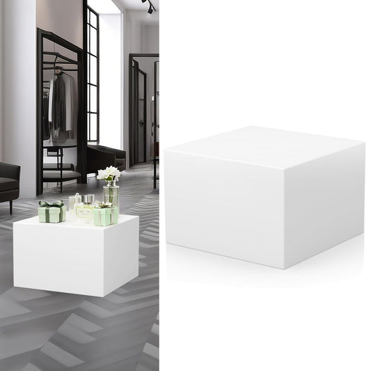 XHKJYSDP Cube Display Pedestal Stand for Bridal Shop, Square White Display Risers Columns, Party Event Decor Platform Base Showcase for Model Jewelry Clothing Shop Home Exhibition (11.8*11.8*7.87in)