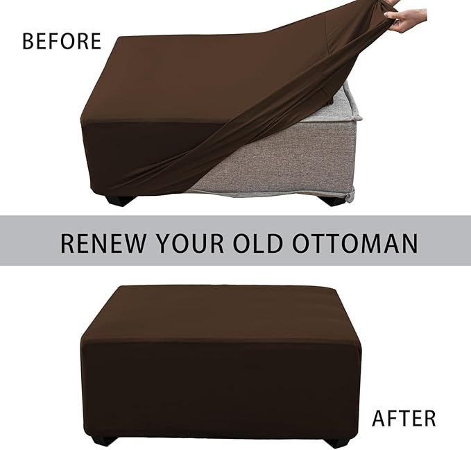 Super Stretch 40x40x15 inch Square Ottoman Cover- Soft Form Fit Ottoman Cover