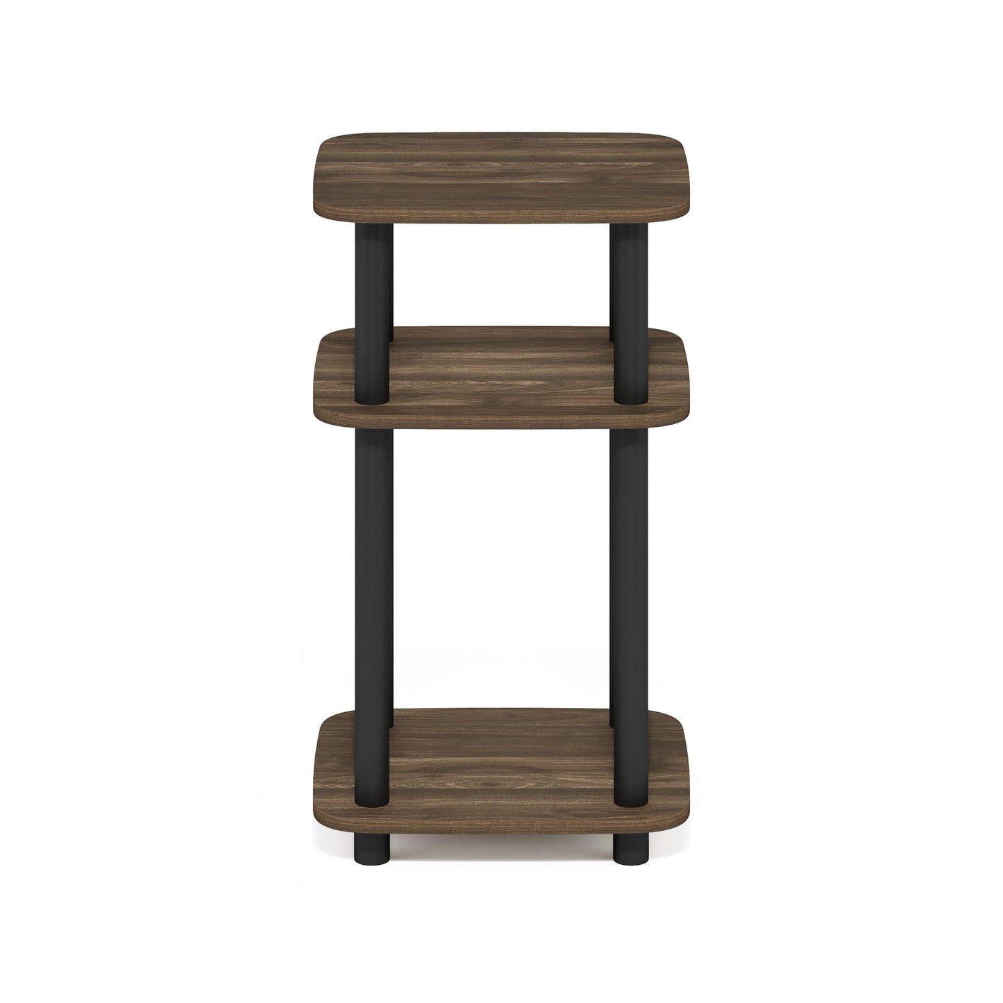 Furinno JUST Night Stand, 3-Tier Turn-N-Tube Nightstand with Open Shelf, Round Curve Corner Side Table, End Table, Easy Assembly, for Living Room, Bedroom, Columbia Walnut