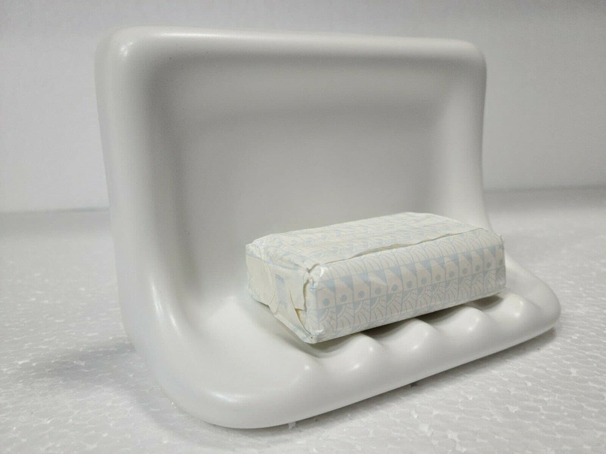 Bright White Matte Ceramic Soap Dish Tray Tile in Daltile Color 0790 Mid Century Modern Retro