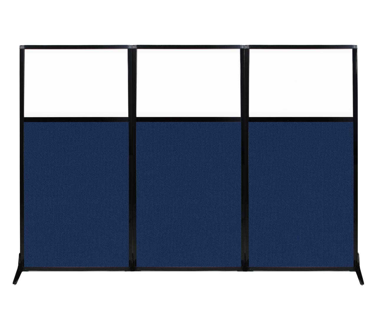 Versare Workstation Partition | Portable Wall Divider | Modern Office Cubicle | Free Standing Privacy Screen | Flexible Work Space | 99" x 70" W/Window, Navy Blue Fabric Panels