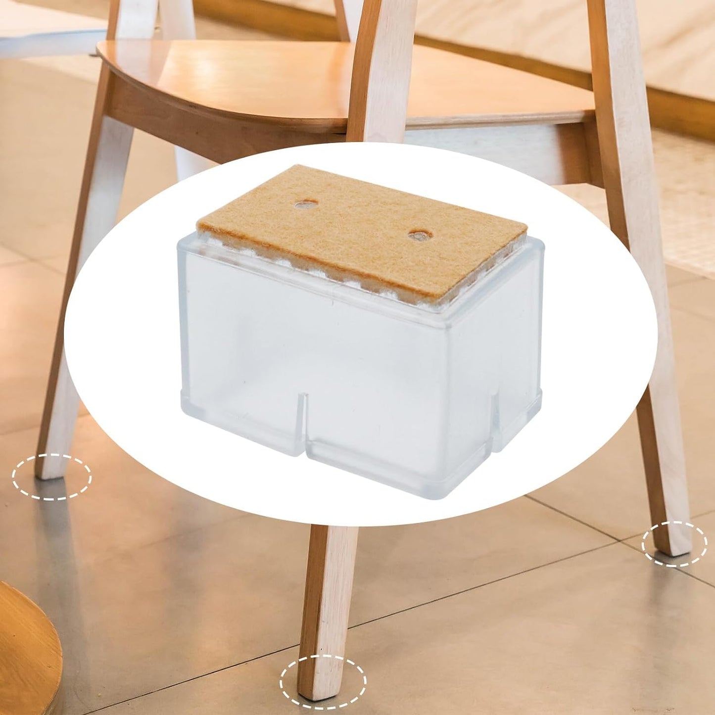 Antrader Silicon Rectangle Furniture Pads, Floor Protector Sofa Non-Slip Chair Feet Pad Table Leg Cap with Felt Pads Length 1.57in/40mm, Width 0.79in/20mm, Clear,16pcs