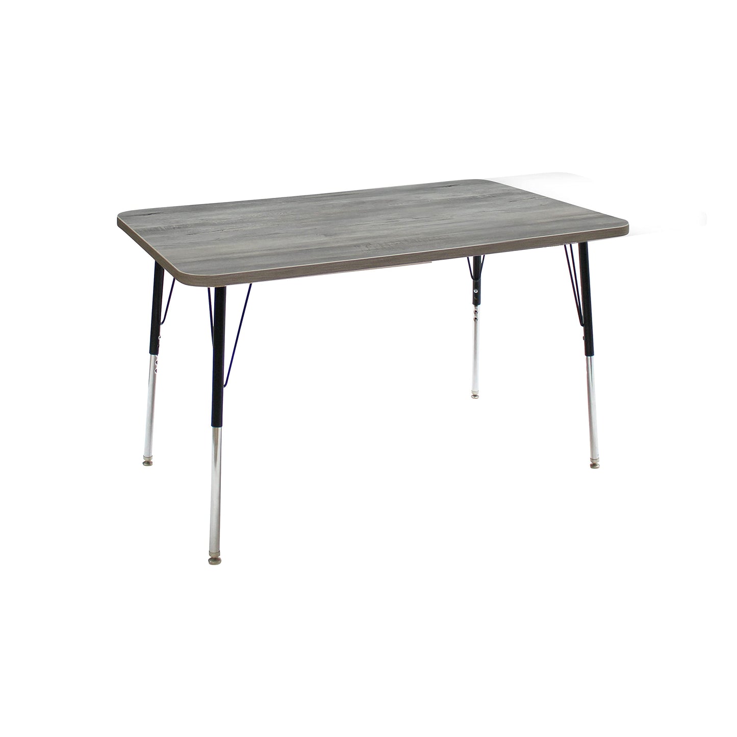 FDP La Madera Rectangle Activity Table (30 x 48 inch), Standard Legs with Swivel Glides, Adjustable Height 19-30 inches Modern Professional Woodgrain Tabletop - Light Gray Wood/Black