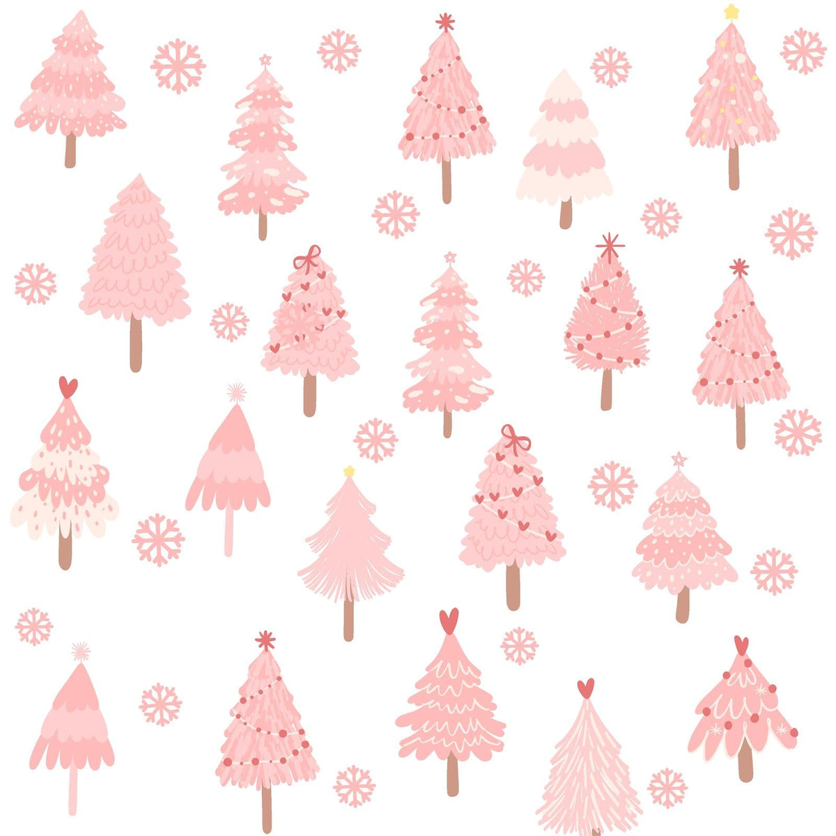 Pink Christmas Tree Wall Decals Merry Christmas Wall Stickers Peel and Stick Xmas Snowflake Sticker for Crafts Decoration Home Indoor Pink Pine Tree Decal for Kids Bedroom Winter Holiday Party Decor