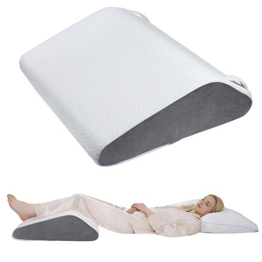 Vekkia Knee Pillow for Back Sleeping, 7" Wedge Pillow for Knees & Leg, Versatile Wedge with Dual Handles,Comfortable Support for Post-Surgery, Lower Back&Hip Pain Relief, Blood Circulation, Swelling